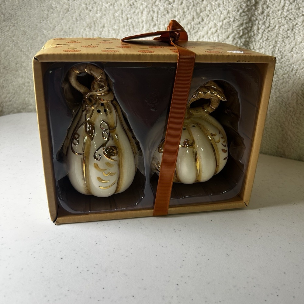 Blue Sky Goldminc Pumpkin Gourd Fall Thanksgiving Salt & Pepper Shakers‎ #0133